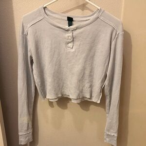 Wild Fable White Light Gray Henley Top
